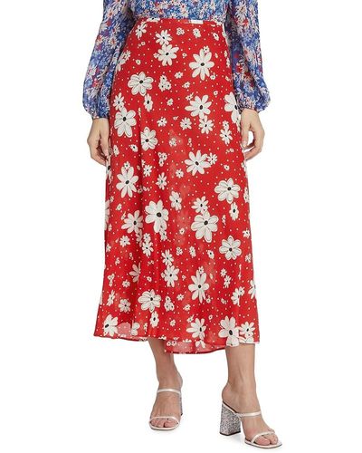 RIXO London Kelly Floral Midi Skirt - Red