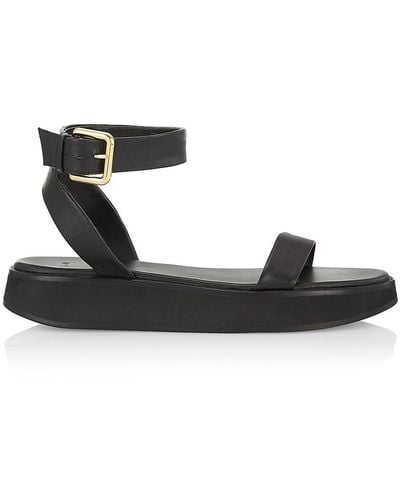 Co. Ankle Strap Leather Platform Sandals - Black