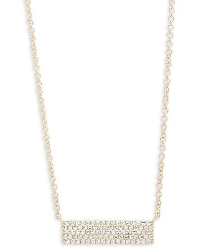 Saks Fifth Avenue Diamond And 14K Bar Pendant Necklace - White