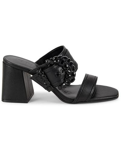 Karl Lagerfeld Sylvie Buckle Leather Sandals - Black