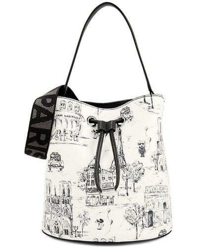 Karl Lagerfeld Maybelle Print Bucket Bag - White