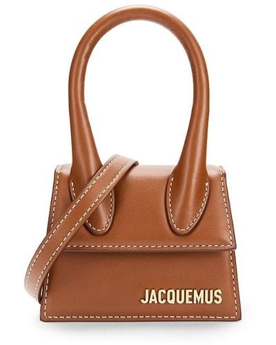 Jacquemus Mini Logo Leather Top Handle Bag - Brown