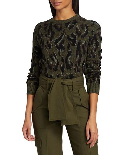 Derek Lam Evan Textured Leopard Sweater - Green