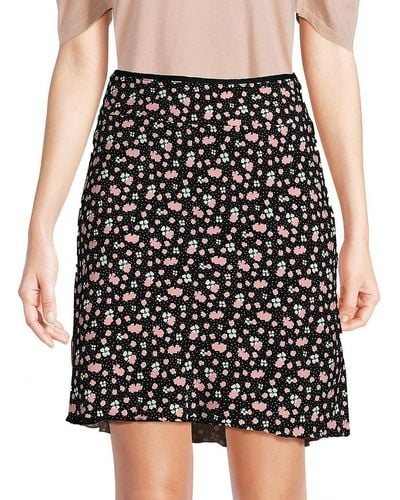 Free People Irl Floral Mini Slip Skirt - Black