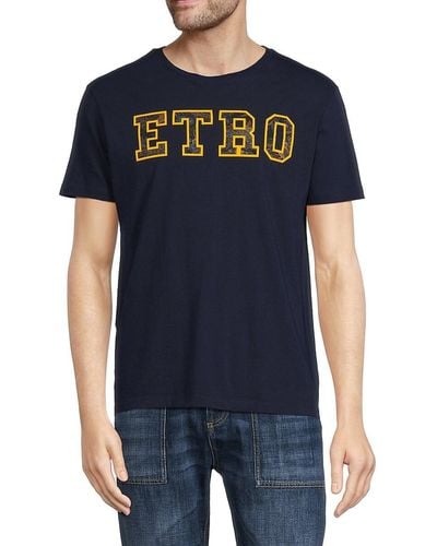 Etro Logo Cotton Tee - Blue