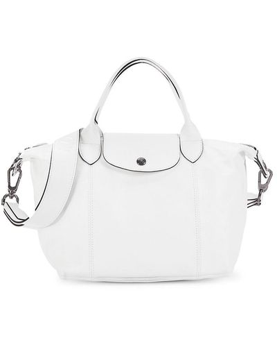 Longchamp Leather Two Way Tote - White