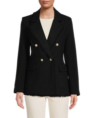 Saks Fifth Avenue Saks Fifth Avenue Textured Double Breasted Blazer - Black