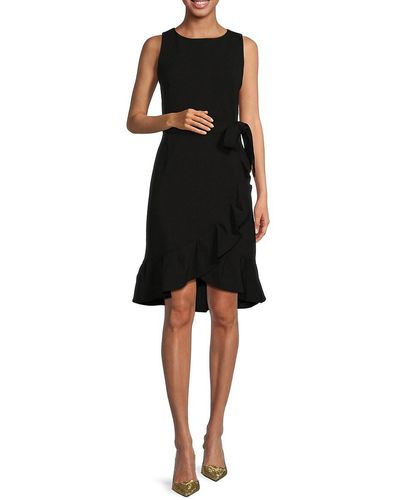 Calvin Klein Belted Ruffle Mini Dress - Black