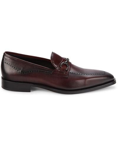 Johnston & Murphy Parkes Leather Bit Loafers - Brown