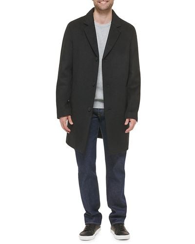 Cole Haan Wool-blend Notch Collar Coat - Black