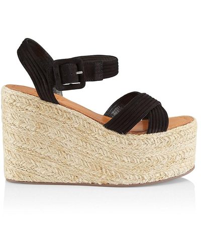 SCHUTZ SHOES Blisse Suede Wedge Sandals - Black