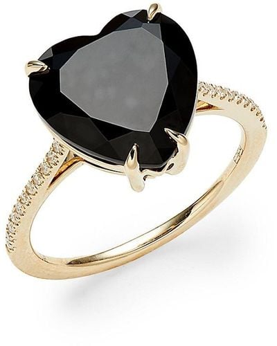 Effy 14k Yellow Gold, Onyx & Diamond Heart Ring - Black
