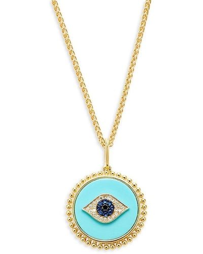 Effy 14k Goldplated Sterling Silver Multistone Evil Eye Pendant Necklace - Blue