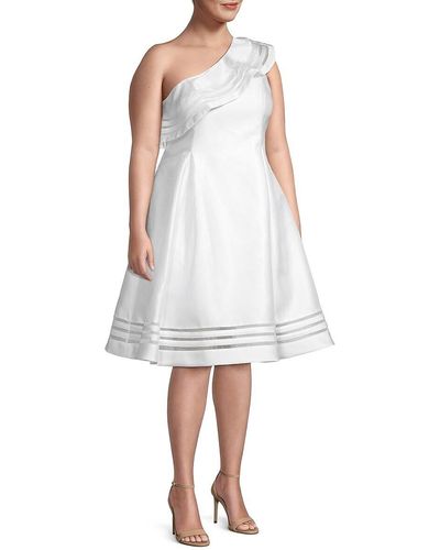 Adrianna Papell Mikado Organza A-Line Dress - White