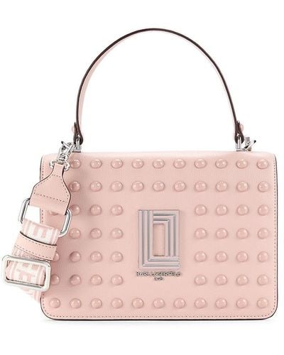 Karl Lagerfeld Simone Leather Two Way Top Handle Bag - Pink