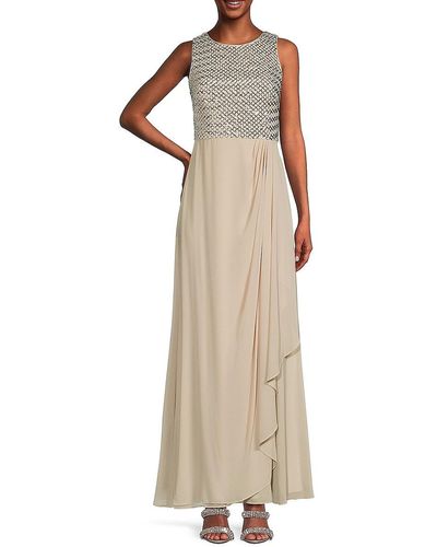 Vince Camuto Sleeveless Sequin Column Gown - Natural
