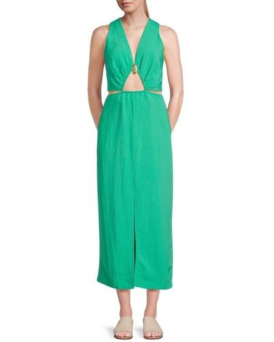 ViX Gracie Solid Cutout Midi Dress - Green