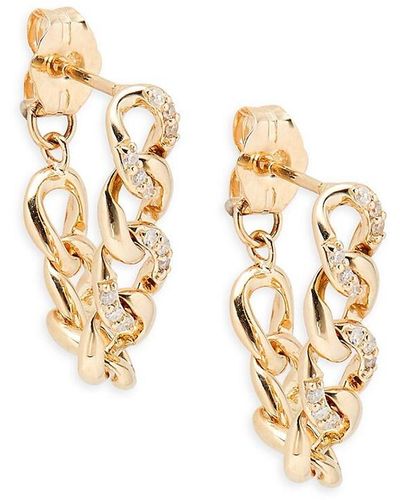 Saks Fifth Avenue 14k Yellow Gold & 0.1 Tcw Diamond Chain Drop Earrings - Metallic
