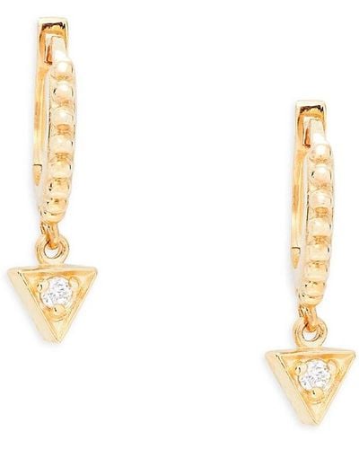 Anzie Dew Drop Cléo 14k Yellow Gold 0.06 Tcw Diamond Huggie Earrings - White
