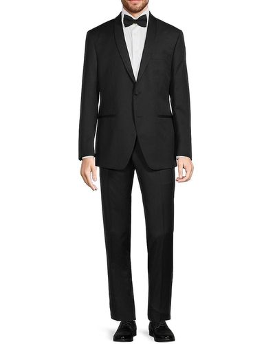 Saks Fifth Avenue Modern Fit Shawl Lapel Wool Tuxedo - Black