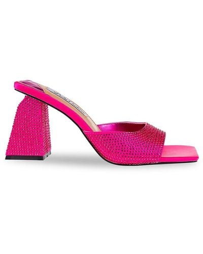 Lady Couture Reese Rhinestone Block Heel Sandals - Pink