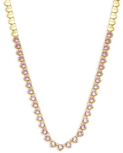 By Adina Eden 14k Goldplated Sterling Silver & Cubic Zirconia Heart Tennis Necklace - Metallic