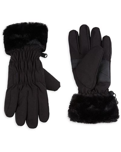 Surell Faux Fur Ruched Gloves - Black