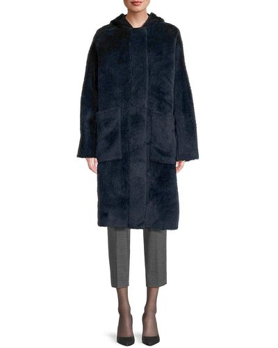 Piazza Sempione Faux Fur Hooded Coat - Blue