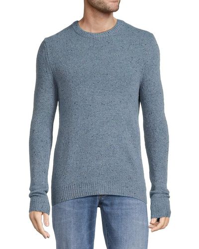 Saks Fifth Avenue Saks Fifth Avenue Merino Wool Blend Donegal Crewneck Sweater - Blue