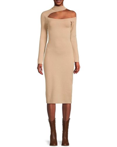 L'Agence Anniston Cutout Midi Sheath Dress - Natural