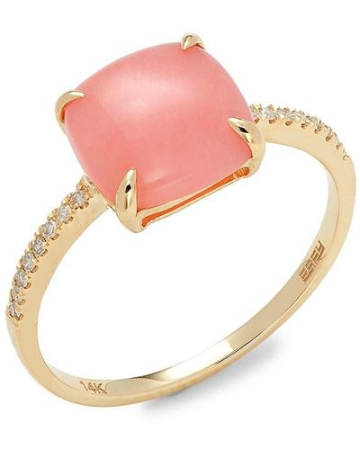 Effy 14k Yellow Gold, Pink Opal & Diamond Ring