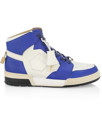 Buscemi Air Jon High Vitello Leather Court Sneakers - Blue