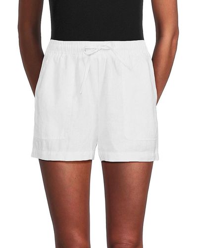 Saks Fifth Avenue Drawstring 100% Linen Shorts - White
