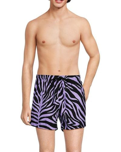 HUGO Zebra Print Flat Front Shorts - Blue