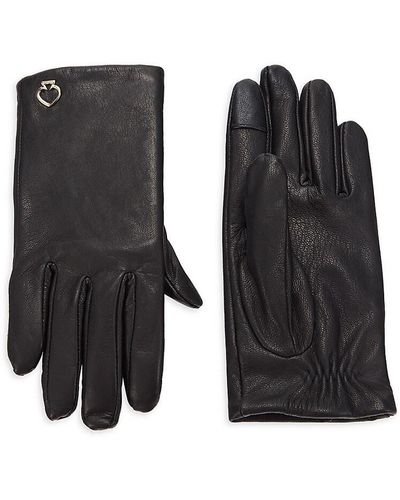 Kate Spade Logo Leather Gloves - Black