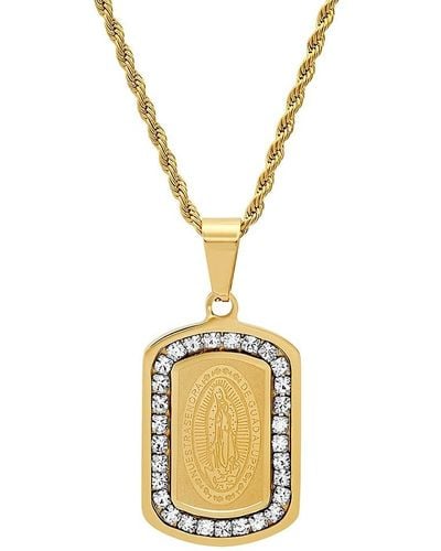 Anthony Jacobs Our Lady Of Guadalupe 18k Goldplated Stainless Steel & Simulated Diamond Dog Tag Pendant Necklace - Metallic