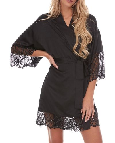 Flora Nikrooz Gabby Lace Belted Robe - Black