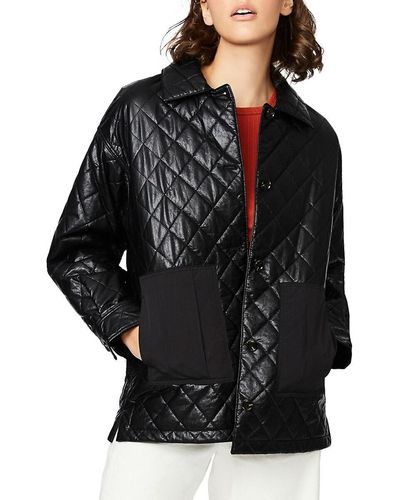 Bernardo Quilted Faux Leather Jacket - Black