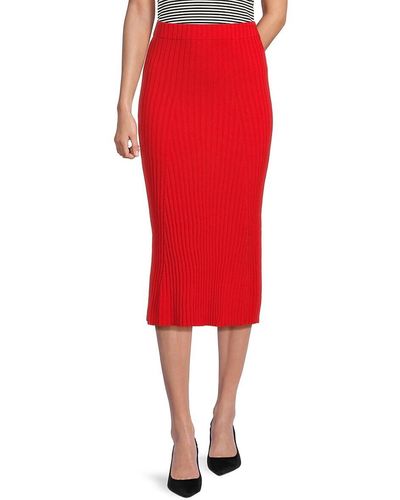Solid & Striped The Yvette Ribbed Midi Skirt - Red