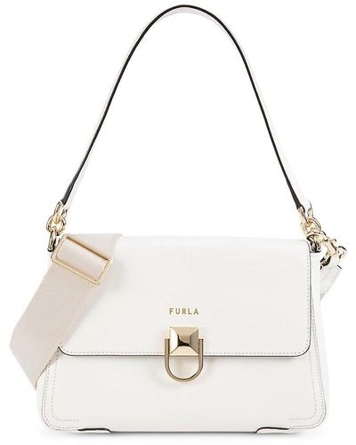Furla Logo Leather Top Handle Bag - White