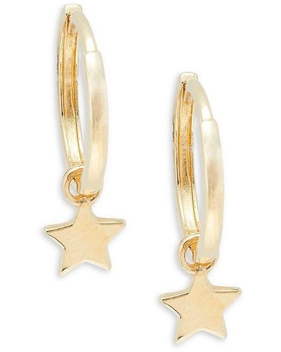Saks Fifth Avenue 14k Yellow Gold Huggie Star Dangle Hoop Earrings - Metallic