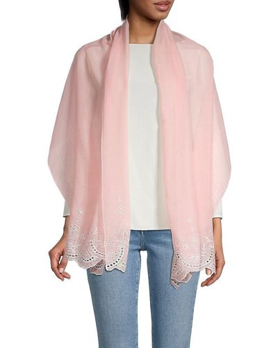 Vince Camuto Floral Embroidered Scarf - Pink