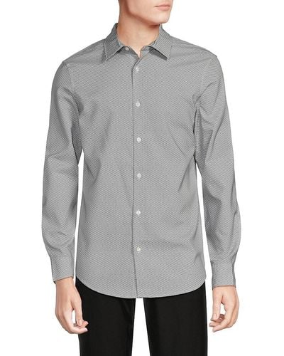 Perry Ellis Slim Fit Micro Pattern Shirt - Grey