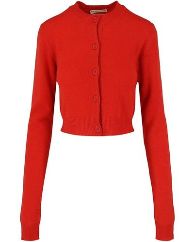 Bottega Veneta Wool & Cashmere Cropped Cardigan - Red