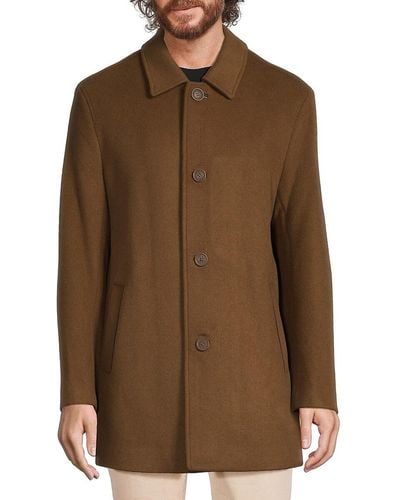 Cole Haan Wool-blend Italian Topcoat - Brown