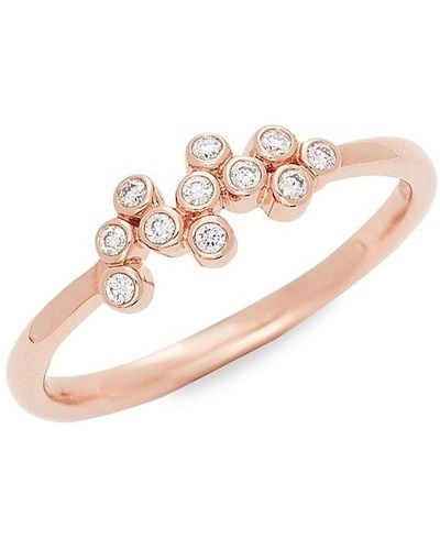 Nephora 14k Rose Gold & 0.09 Tcw Scattered Diamond Bezel Ring - Pink