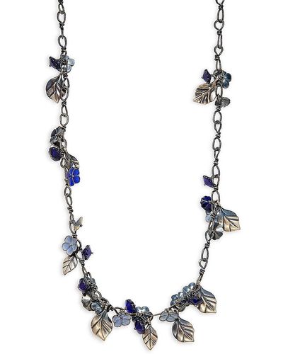 Bottega Veneta Sterling Silver Floral Charm Necklace - Metallic