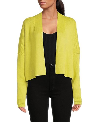 Theory Cashmere Blend Cropped Cardigan - Yellow