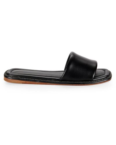 Brunello Cucinelli Leather Flat Sandals - Black