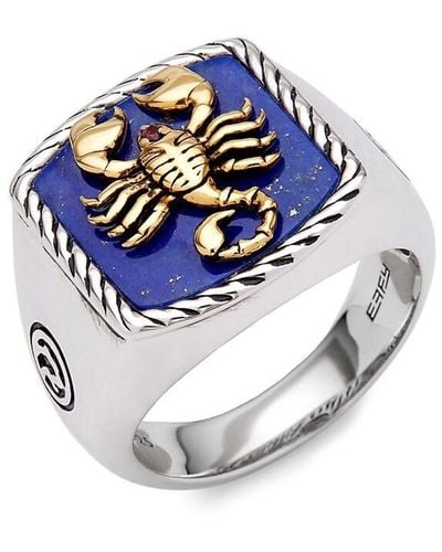 Effy 14k Goldplated Sterling Silver, Lapis Lazuli & Ruby Scorpion Ring - Red